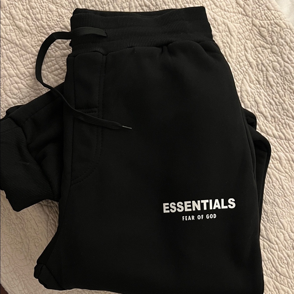 Fear of God Essentials Jet Black Hoodie Joggers set